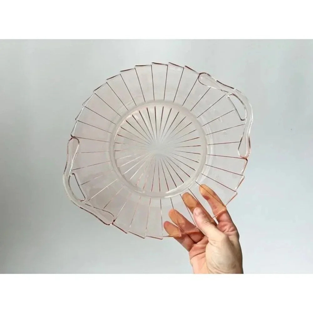 Sierra Pinwheel Jeannette Pink 1930's Depression Glass Decorative | Serving Plat